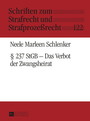 cover image of § 237 StGB  Das Verbot der Zwangsheirat